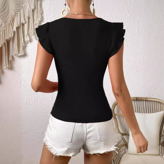 Detalle de manga con volantes en top de punto elegante - Naiala Moda