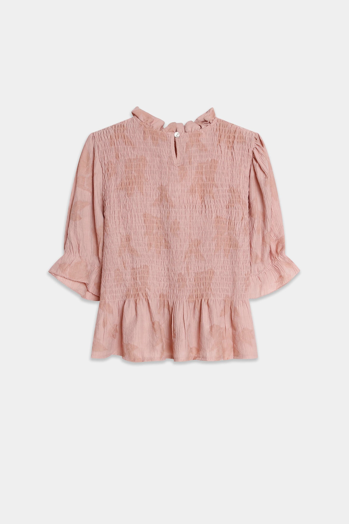 Blusa Textura Rosa manga corta tejido fluido - Naiala Moda