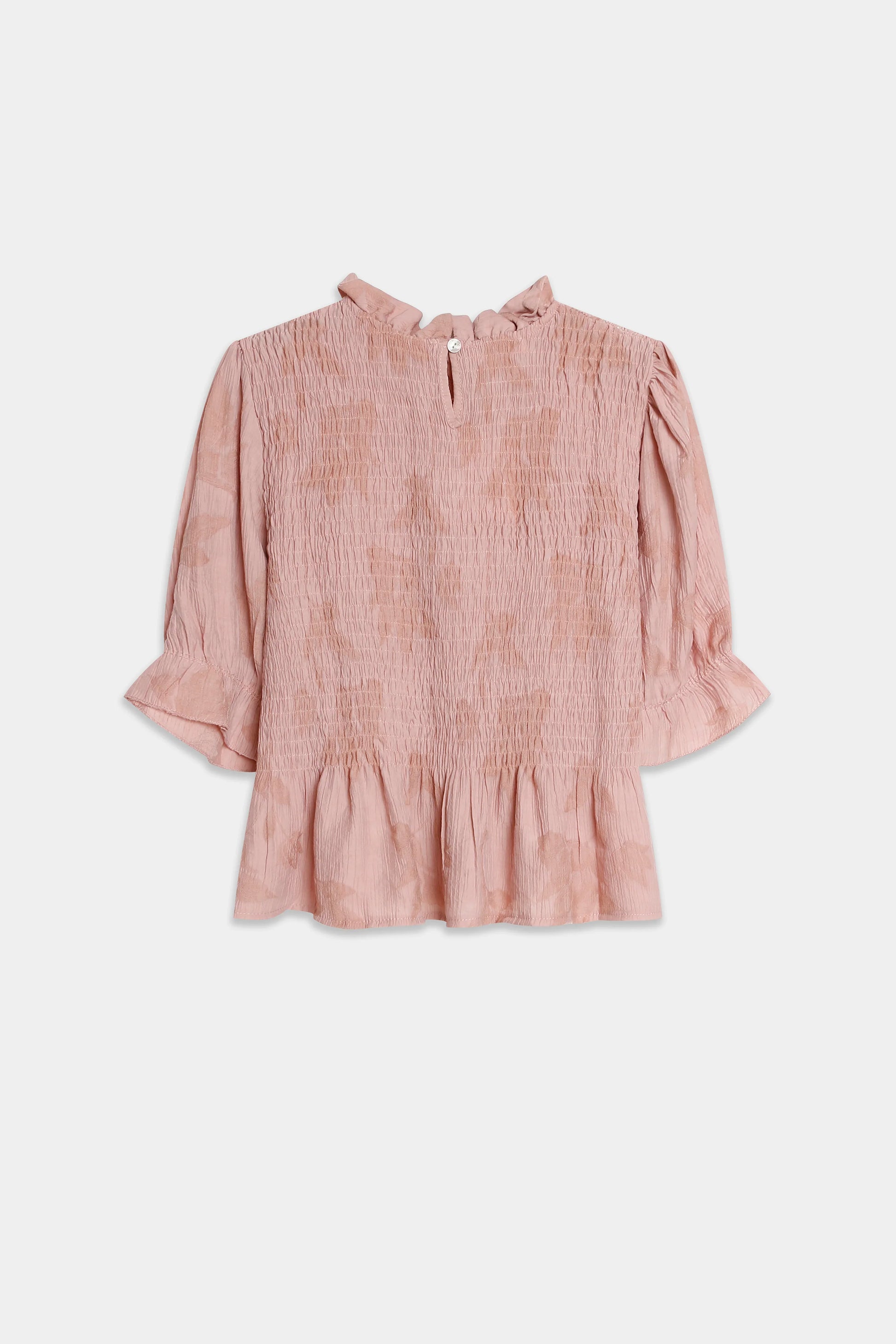 Blusa Textura Rosa manga corta tejido fluido - Naiala Moda