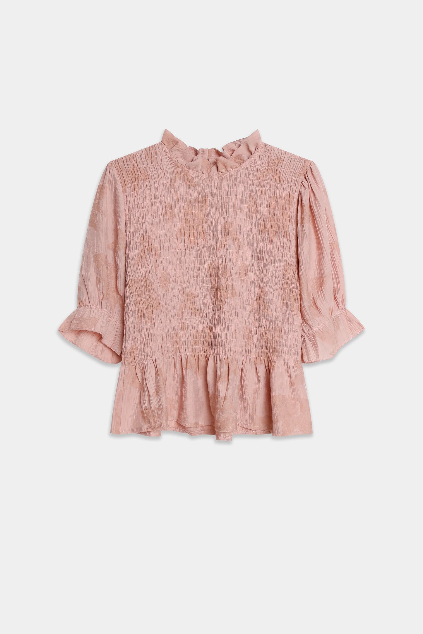 Blusa Textura Rosa manga corta tejido fluido - Naiala Moda