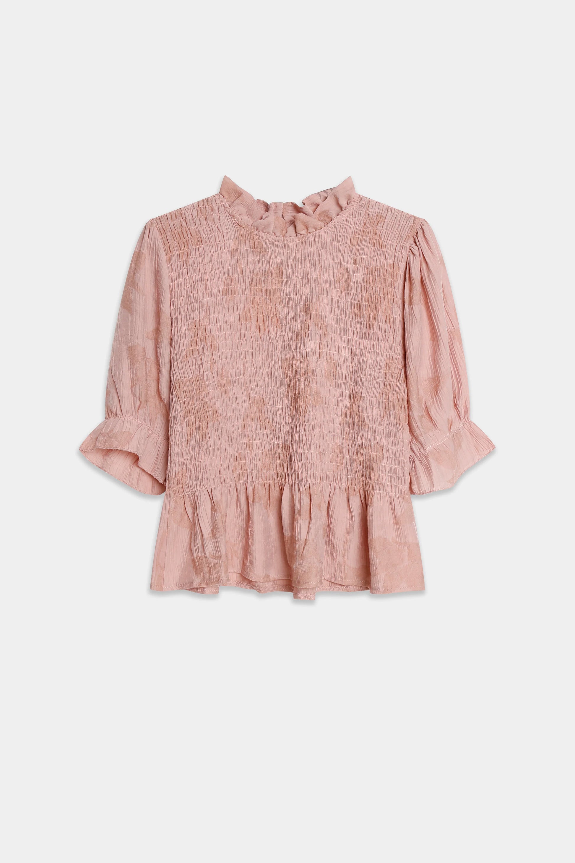 Blusa Textura Rosa manga corta tejido fluido - Naiala Moda