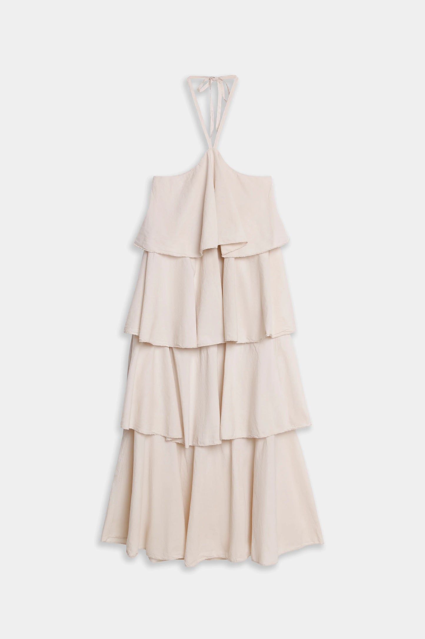 Vestido Althea Volantes con escote halter y volantes en capas - Color Beige